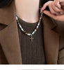 Punk Irregular Zircon Cross Star Necklace for Women Star Crystal Imitated Pearl Choker Necklace Cool Layered Pendant Collar - Image 4