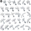 Cubic Zirconia Labret Stud 16G Internally Threaded for Lip Tragus and Helix - Image 1
