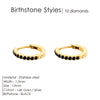 Rhinestone Simple Stainless Steel Birthstone Hoop Earrings Gold Color for Women Men Party Jewelry Gifts - Image 9