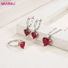 Silver Color Jewelry Gift Sets for Women Female Romantic Heart Zircon Huggie Earrings Pendant Necklace Ring - Image 2