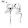 2PCS Stainless Steel Star Cross Snake Spike Skull Sword Blade Chain Feather Spider Dangle Women Men Huggie Hoop Earrings - Image 15