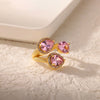 Gemstone Flower Stainless Steel Rings Zircon Adjustable Ring Women Wedding Anti Fading Jewelry Vacation Accessories Gift - Image 7