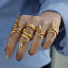 316L Gold Plated Stainless Steel Snake Rings For Women Men Open Adjustable Ring Vintage Gothic Aesthetic Jewelry - Image 2