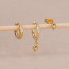 Three-Pair Square Cubic Zirconia Huggie Earring Set - Image 5