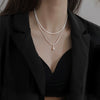 Silver Starry Sky Double Layered Water Drop Necklace for Women Collarbone Chain Pendant Jewelry Wedding Party Gift - Image 2