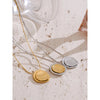 Double Round Pendant Necklace Metal Stainless Steel Daily Jewelry Recommend - Image 2