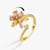 Adjustable Rotating Double Layer Flower Stacking Women'S Rings Gold Crystal Relife Spinning Ring - Image 11