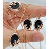 Big Oval Black Stone Ethnic Bridal Jewelry Sets Rose Gold Color Ring Earrings Necklace Daily Jewelry - Image 1