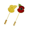 Long Stick Red Poppy Lapel Pin, Gold-Tone, Silver Tone Enamel Brooch, 27mm x 18mm, Remembrance Flower Badge - Image 5