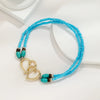 Bohemia Layered Beaded Anklet For Women Hollow Double Heart Charm Ankle Bracelet Summer Beach Vacation Foot Jewelry Gift - Image 4