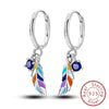 Silver Hoop Earrings Purple Zircon Flowers Butterflies Studs Earring For Women Wedding Engagement Gift - Image 29