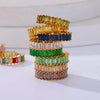 Colorful Cubic Zirconia Open Ring in Gold-Tone Stainless Steel - Image 30