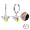 Silver Double stirrup Bee firefly zircon zircon Earrings for Women Jewelry Wedding Birthday mom Gift - Image 14