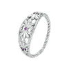 Silver Retro Iris Ring Openwork Flower Pattern Purple Zircons Twisted Band for Women Statement Party Jewelry - Image 7