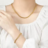 316L Stainless Steel Wheat Chain Necklace Metal Texture Plated Neck Chain Jewelry Gift - Image 4