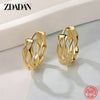 Silver Gold Round Wave Hoop Earrings For Women Jewelry - Image 1