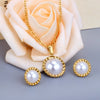 Purple Cubic Zirconia Imitaiton Pearl Pendants Earring Sets For Women Stainless Steel Chain Necklace Jewelry Sets - Image 28