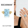 Bocarman Rectangular Ice Cut Mint Green Cubic Zirconia Copper Ring For Women Vintage Engagement Wedding Adjustable Jewelry - Image 19