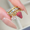 Y2K Sweet Strawberry Flower Charm Ring Set For Women Stainless Steel Stacking Kilcollin Ring Handmade Jewelry Party Gift - Image 2