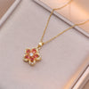 Shiny Zircon Romantic Flower Pendant Necklace For Women Gold Plated Rotatable Flowers Choker Wedding Party Jewelry - Image 3