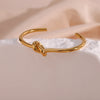 Minimalist Gold Plated Knot Cuff Bangle Bracelets For Women Stainless Steel Jewelry For Female - Image 6