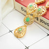Gold Filigree Green Gem Jewelry Set Wedding Bridal Accessory For Traditional Occasions - Image 1