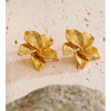 Stainless Steel Metal Flower Stud Earrings Pvd Plated Charm Statement Jewelry Accessories Gift - Image 2