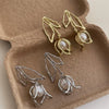 Exaggerated Simulated Pearl Hollow Out Metal Rose Flower Tassel Long Drop Earrings for Women Gold Silver Plated Alloy - Image 6