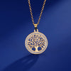 Stainless Steel Tree of Life Pendant Necklace for Women Hollow Life Tree Necklace With Zircon Border - Image 3