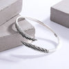 Retro Thai Silver Feather Simple Silver Personalized Design Wings Opening Bracelets - Image 1