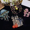 Zinc Alloy Brooch Pin with Decorative Stone Details in Multiple Styles - Image 1