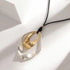 Irregular Two Tone Geometric Circle Pendant Necklace Vintage Long Black Leather Necklaces Sweater Chain Jewelry Gifts - Image 4