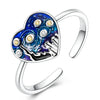 Silver Open Rings For Woman Iris Flower Cherry Feather Dog Horse Adjustable Cocktail Rings Party Jewelry - Image 25