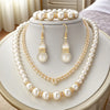 3in1 Set Elegant Simulated Pearl Necklace Earrings Bracelet Long Necklace Women Bridal Wedding Jewelry Gift - Image 1