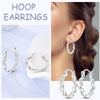 Silver Women Hoop Earrings Gifts For Girl U Rhombic Shape Geometric Lines Zircon Earring - Image 3