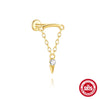 Silver 1pc Water Drop Zirconia Tassel Chain Two Stud Earrings For Women Hypoallergic Jewelry - Image 16