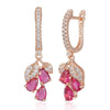 Red Pomegranate Flower Long Drop Earrings For Women Rose Gold Color Elegant Zircon Jewelry Accessories - Image 6