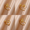 Stainless Steel Double-layer Beads Rings for Women Gold Plated Geometric Ball Bead Open Ring Aesthetic Punk Jewelry - Image 16