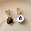 Vintage Elegance Multi-Style Clip-on Earrings for Non-Pierced Ears Women Retro Pearl Resin Tiger's Eye Stone Clip-ons Earrings - Image 2