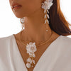 Ingemark Creative Punk Torques Chain Necklace Women Wed Bridal Elegant White Flower Hanging Drop Earrings Wed Bridal Jewelry Set - Image 1