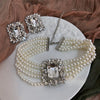 2 Pcs Rhinestones Square Leaf Multi-layer Necklaces Europe American Exaggerated Chokers Necklaces Collarbone Jewelry Sets K - Image 1