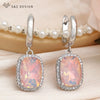 Elegant Rectangle Crystal Dangle Earrings For Women Wedding Rose Gold Color Cubic Zirconia Jewelry - Image 7