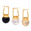 Black Beads Pendant Earrings For Women Stainless Steel Gold Plated Earrings Women's Imitation Pearl Earring Woman Jewelry - Image 6