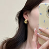 Ftcy Irregular Wavy Pleated Stud Earrings For Women Retro Water Ripple Pattern Glossy Geometric Metal Earrings - Image 2