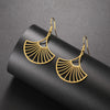 Stainless Steel Gold Color Hollow Fan-shaped Earrings for Women Girl Party Jewelry Gift For Friend - Image 5