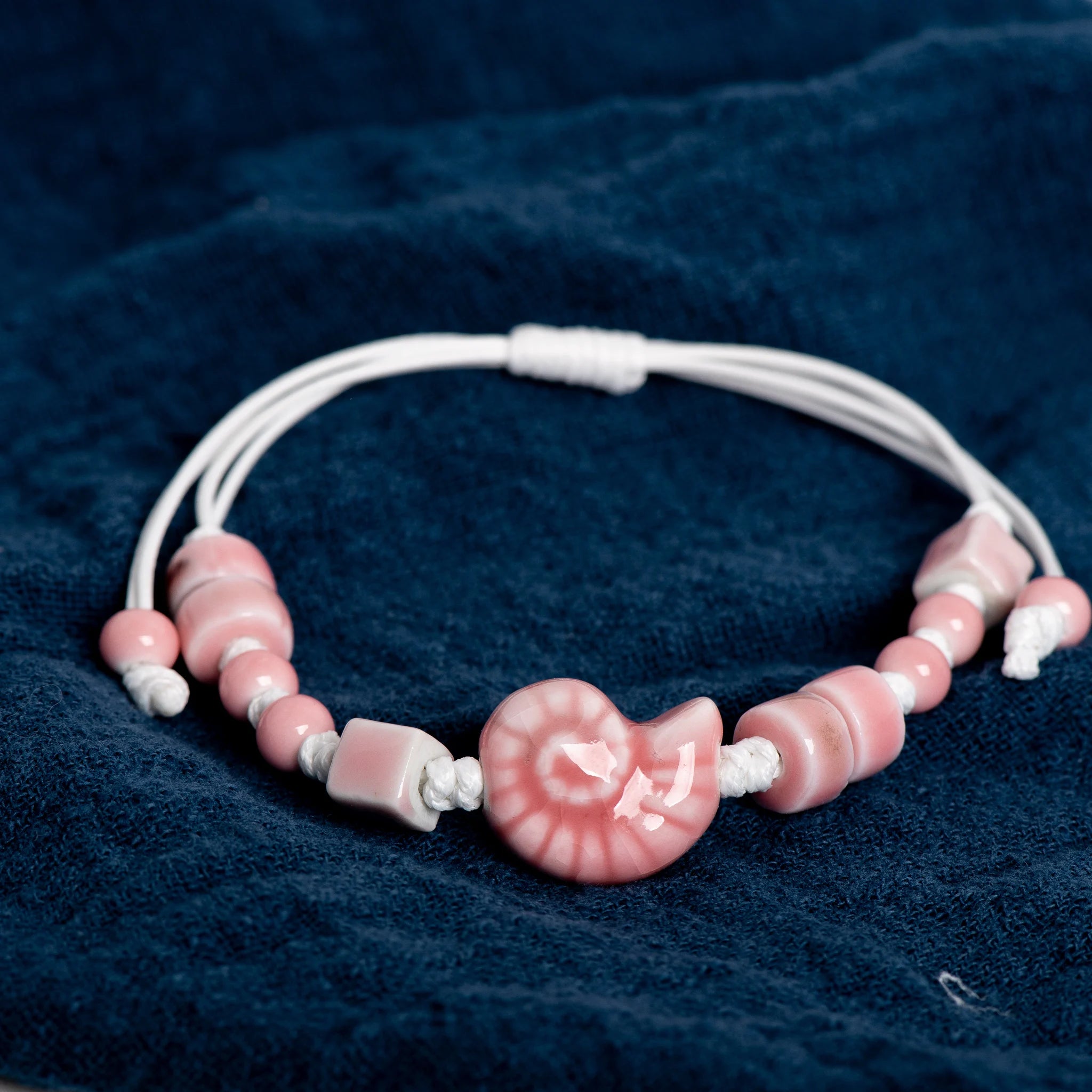 Handmade Ceramic Seashell Bracelet Adjustable Vintage Ocean Style Minimalist Jewelry Gift for Couples 154 - Image 1