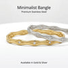 JP One Gold Color Snap-on Sun Zircon Bangle, Stainless Steel Bracelet for Women, Jewelry Gift 60mm - Image 1