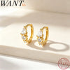 Silver Bohemian Teardrop Zircon Huggies Hoop Earrings for Women Geometric French Jewelry Ear Buckle - Image 1