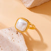 316L Stainless Steel Square Large Pearl Necklace Earrings Ring For Women Girl Party Gift Jewelry Set - Image 4