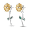 Colorful Cubic Zirconia Huggie Hoop Earrings in Flower Butterfly and Clover Designs - Image 30